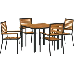 vidaXL 5-teiliges Garten Essbereich Set Schwarz Poly Rattan Akazie