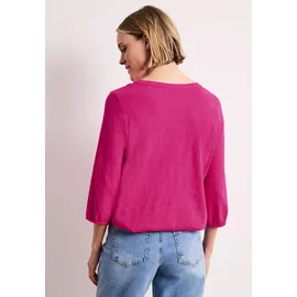 STREET ONE Tunikashirt STREET ONE, Damen, Gr. 36, pink (magenta dream), Web, 100% Baumwolle, unifarben, comfort fit normal, Rundhals, elastischer Bund, Shirts, mit 3/4 Ärmeln