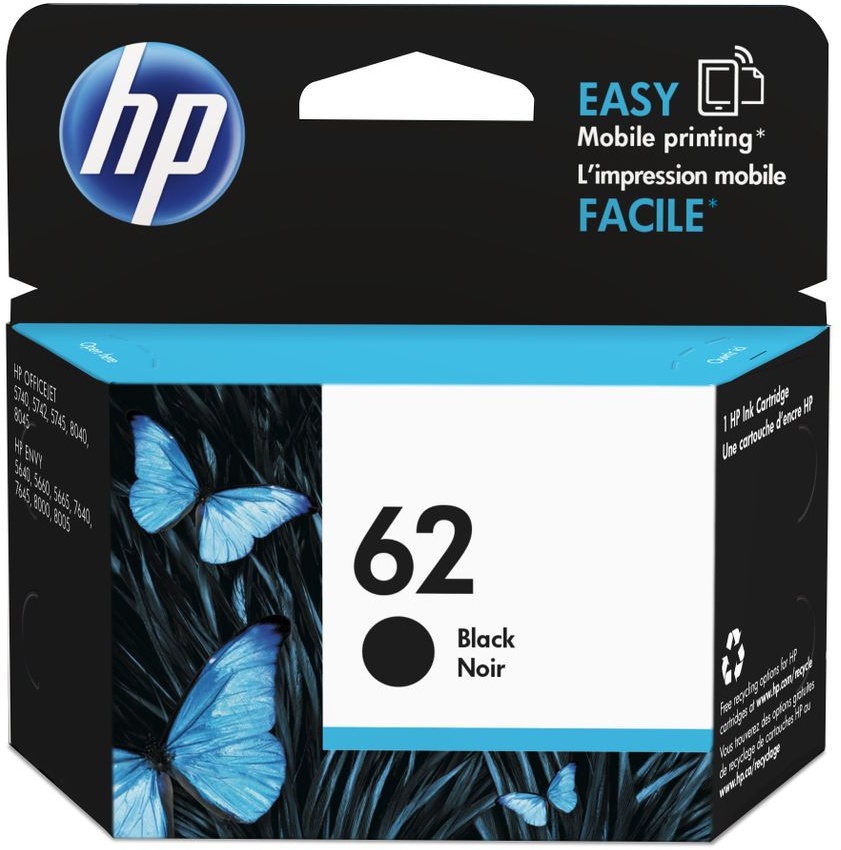 HP 62 Black Ink Cartridge - Original - Tinte auf Pigmentbasis - Schwarz - HP - ENVY 5640 e-AiO - ENVY 7640 e-AiO - Officejet 5740 e-AiO - Tintenstr...