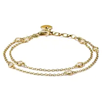 Thomas Sabo Doppelreihiges Armband Zirkonia Gold A2216-414-14 Größe 19