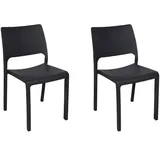 Dmora - 2er-Set Gartenstühle Ancona, Gartensitz, Für drinnen und draußen, Stapelbar, Made in Italy, 47x53 h82 cm, Anthrazit