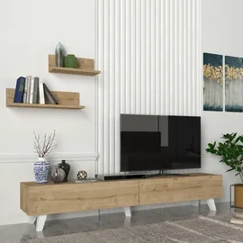 [en.casa] Saarijärvi Fernsehtisch Lowboard 180 x 31 x 33 cm Beige Holz