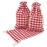 Frau Wundervoll 12 Geschenksäckchen rot/weiß kariert 20 x 12 cm Baumwolle Adventskalender Säckchen Stoffbeutel zum Basteln und befüllen Gastgeschenk Hochzeit