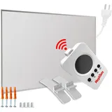 Mephisto Infrarot Heizung Wand- Standheizung energiesparend Elektroheizung inkl. Fernbedienung und Thermostat WIFI APP Steuerung 300-1200W, Leistung in Watt: 500W, inkl. Standmontage-Set