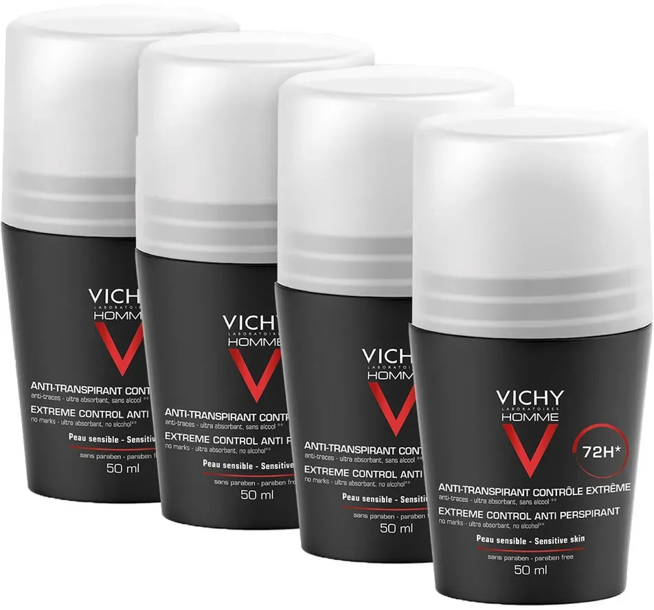 Vichy Homme Deo Roll-on Anti Transpirant 4X50 ml