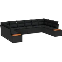 VidaXL Garten-Sofa-Set mit Kissen Schwarz Poly Rattan 3348174