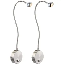 2er Set LED Wand Lampen Flexo Arm Lese Beleuchtung Wohn Zimmer Strahler Schalter Beleuchtung Chrom