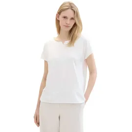 Tom Tailor Fabric Mix Kurzarm-T-Shirt Whisper White XL