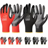 toolant Nitrilbeschichtete Arbeitshandschuhe Herren, Hervorragende Ölbeständigkeit, 6 Paar Grip-Schutzhandschuhe mit Touchscreen, Für Kfz-Reparatur, Gartenarbeit und Lager (Rot&Schwarz,S)