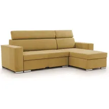 Fun Möbel Ecksofa Schlafsofa Sofa CANTON in Stoff Camelia Senfgelb Ottomane Rechts - Gelb