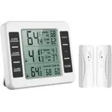 Kühlschrank-gefrierschrank-thermometer, Kabelloses Kühlschrankthermometer Mit 2 Sensoren, Akustischem Alarm, Min/max-funktion Für Küche, Haushalt Und Restaurant - Crezuo