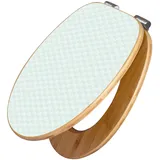 Banjado Design WC Sitz Bambus Holz Toilettendeckel Mit Absenkautomatik Klodeckel WC-Sitz Soft Close Mit Motiv Strahlen Mint