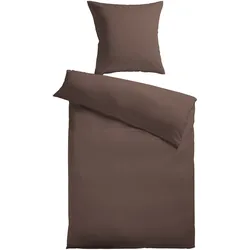 Bettwäsche KINZLER "Mikrofaser Fleece", braun (dunkelbraun), B/L: 135cm x 200cm, , Fleece, B/L: 80cm x 80cm, Fleece, Obermaterial: 100% Polyester, Bettwäsche, angenehm warm