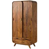 MASSIVMOEBEL24.DE Kleiderschrank Sheesham 90x45x180 hellbraun lackiert Mailand #110