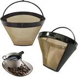 CLKE Wiederverwendbarer Kaffeefilter für Ninja, universelle permanente Kaffeefilter, waschbarer Kaffee-Netzkorb, goldfarbener Netzfilter, für Küche, Zuhause, Kaffeemaschine, 2 Stück