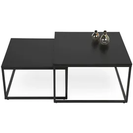 home collective Couchtisch 2er Set Schwarz Holz 70 x 42 x 70 cm
