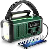 Notfall-wetterradio, Tragbarer 20000-mah-akku Mit Sos-alarm, Handkurbel, Solarbetriebenes Am/fm-radio, Leselampe, Taschenlampe, Outdoor-kompass, Smartphone-ladegerät
