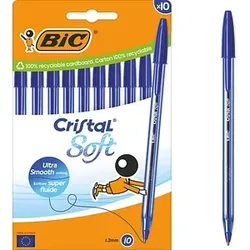 BIC Kugelschreiber Cristal Soft transparent, Schreibfarbe: blau, 10 St.