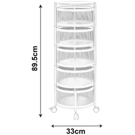 [en.casa] Servierwagen Steigen mit 5 Ebenen 89,5xØ33cm Schwarz