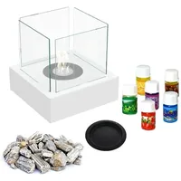 Tischkamin Biokamin TANGO3 weiß set mix