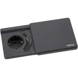 EVOline Square 80 Schuko mit USB-Charger schwarz