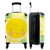 NoBoringSuitcases.com® Kindertrolley Reisekoffer mit Rollen Kinder Koffer Leicht Carry on Luggage Sonne - Gelb - Natur - 67x43x25cm