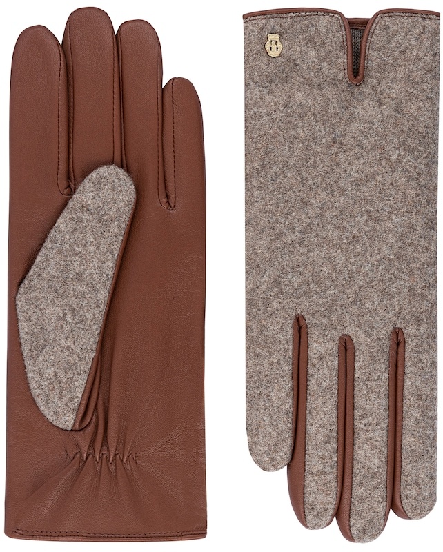 ROECKL Handschuhe Grünwald für Damen Loden-Leder Saddle Brown