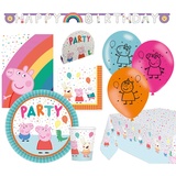 Amscan - Partyset Peppa Pig, 56-teilig, Einweggeschirr & Dekoration, Tier, Schwein, Peppa Wutz, Kindergeburtstag, Motto-Party