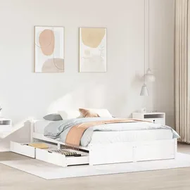 vidaXL Massivholzbett 140 x 190 cm Weiß