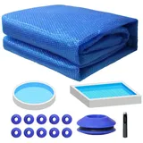 Mucola Pool-Abdeckplane Solarfolie Pool Solarplane Ösen Poolheizung Wärmeplane Poolabdeckung (Set mit Folie und Locheisen, 2-St., Set bestehend aus Solarfolie und 10 Kunststoff Ösen mit Locheisen), aus PVC blau Ø 366 cm