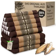Livasia Sitzsack Thaikissen XXL hoch, vegan und handgefertigt, 185x55x8cm, Kapok braun