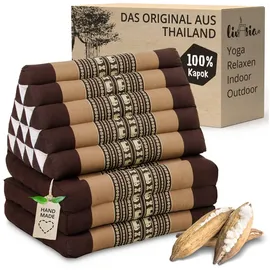 Livasia Sitzsack Thaikissen XXL hoch, vegan und handgefertigt, 185x55x8cm, Kapok braun
