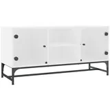 vidaXL TV-Schrank mit Glastüren 102x37x50 cm Weiß Holz/Glas/Stahl
