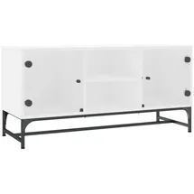 vidaXL TV-Schrank mit Glastüren 102x37x50 cm Weiß Holz/Glas/Stahl