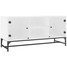 vidaXL TV-Schrank mit Glastüren 102x37x50 cm Weiß Holz/Glas/Stahl