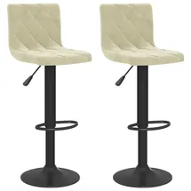 vidaXL Barhocker 2 Stk.  Creme  Samt