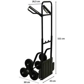 Proregal Treppensackkarre Stahl 111x60x43 cm schwarz klappbar