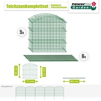 Powertec Garden Teichzaun Oberbogen Dunkelgrün Metall Beetzaun Einzäunung 11tlg