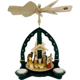 Richard Glaesser Weihnachtspyramide Christi Geburt grün - Höhe: 27 cm - Handarbeit aus dem Erzgebirge, Handarbeit aus dem Erzgebirge grün