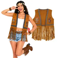 Fun Shack Hippie Weste Damen, Hippie Kostüm Damen, 70er Jahre Outfit Frauen, Schlagermove Outfit Frauen, Fasching & Karneval, S - S