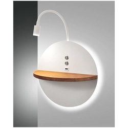 Fabas Luce Dual Wand-Leseleuchte LED 1x9W (Backligt) und 1x65W (Leselicht) Metall weiß und Eichenholz