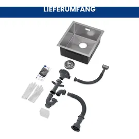 CECIPA Edelstahl Einbauspüle Küchenspüle Rechteck Spülbecken 40X44cm Eckig Spüle mit Abtropffläche - Silber