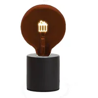 MeineWunschleuchte Tischlampe Beton Schwarz Ø 9cm mit Deko Glühbirne