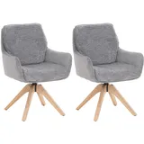 2er-Set Esszimmerstuhl HWC-Q37, drehbar, Stoff (680g/m2) Chenille Öko-Tex Holz