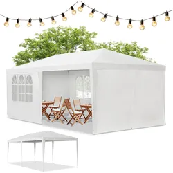 Juskys Partyzelt 3x6 m in Weiß mit Dach & Seitenwänden – 18 m2 Grundfläche – Sonnenschutz Outdoor