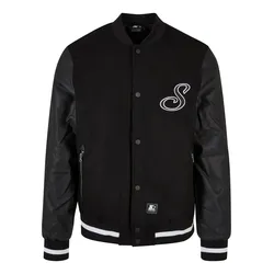 Collegejacke STARTER BLACK LABEL "Starter Black Label Herren Starter Script College Jacket", Herren, Gr. XXL, schwarz, 50% Wolle, 50% Viskose, unifarben, casual, normal, amerikanischer Ausschnitt, Langarm, Jacken