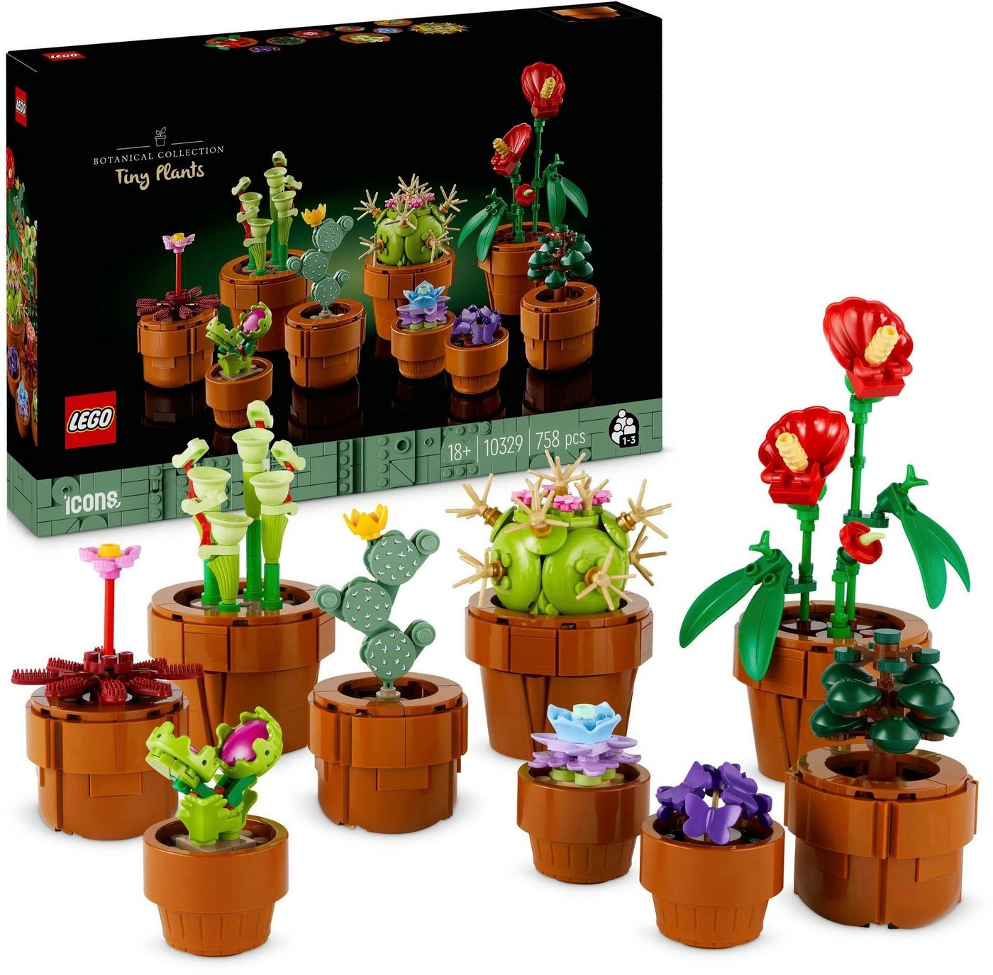 LEGO® Konstruktionsspielsteine Mini Pflanzen (10329), LEGO Icons, (758 St), Made in Europe bunt