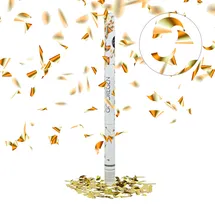 Relaxdays Party-Popper 80 cm 6-8m Effekthöhe Konfetti-Shooter Gold