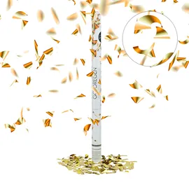 Relaxdays Party-Popper 80 cm 6-8m Effekthöhe Konfetti-Shooter Gold