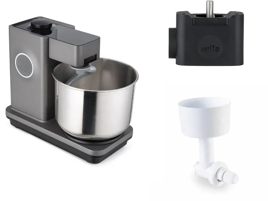 Wilfa Küchenmaschine Probaker KM1GY-70 grau + Tool Adapter + Messerschmidt Mahlvorsatz